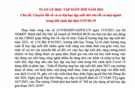 TUẦN LỄ HỌC TẬP SUỐT ĐỜI NĂM 2021