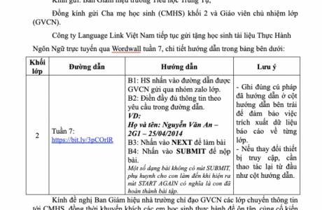 [TH Trung Tự - Khối 2] Tài liệu thực hành ngôn ngữ trực tuyến - Tuần 7