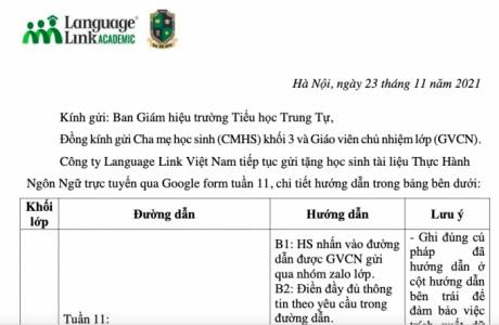 [TH Trung Tự - Khối 3] Tài liệu thực hành ngôn ngữ trực tuyến - Tuần 11