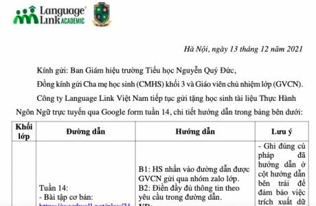 [TH NQĐ - Khối 3] Tài liệu thực hành ngôn ngữ trực tuyến - Tuần 14