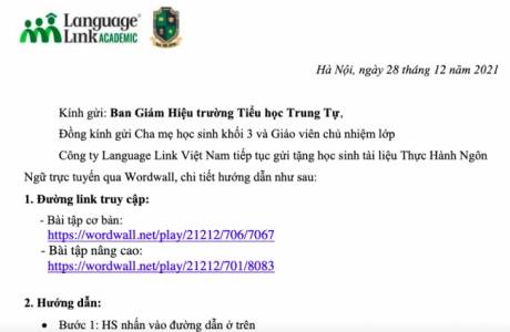 Khối 3 TH Trung Tự - Tài liệu thực hành ngôn ngữ trực tuyến - tuần 16