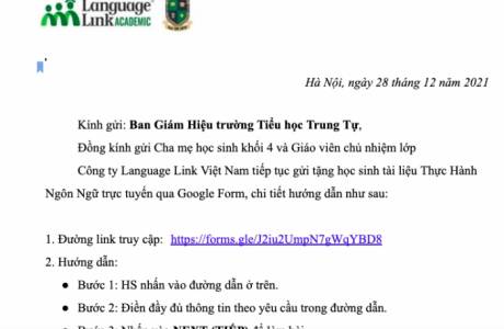 Khối 4 TH Trung Tự - Tài liệu thực hành ngôn ngữ trực tuyến - tuần 16