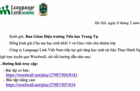 Khối 3 TH Trung Tự - Tài liệu thực hành ngôn ngữ trực tuyến - tuần 20