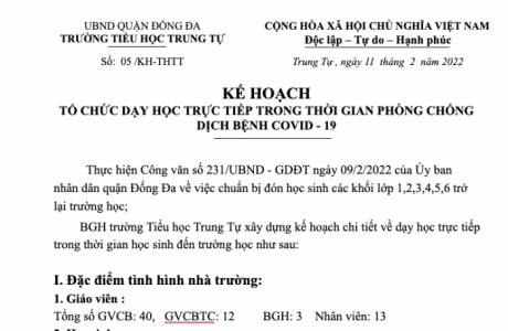 Kế hoạch đón HS trở lại trường học