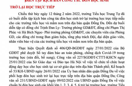 DIỄN TẬP KỊCH BẢN CÔNG TÁC ĐÓN HỌC SINH