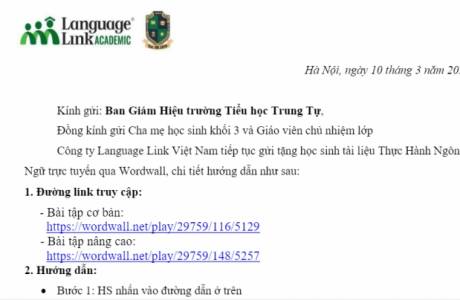 Khối 3 TH Trung Tự - Tài liệu thực hành ngôn ngữ trực tuyến - tuần 25