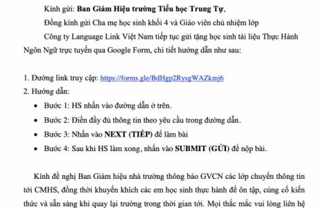 Khối 4 TH Trung Tự - Tài liệu thực hành ngôn ngữ trực tuyến - tuần 28
