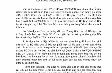 2665/SGDĐT-GDTH V/v hướng dẫn tổ chức giáo dục An toàn giao thông cấp Tiểu học