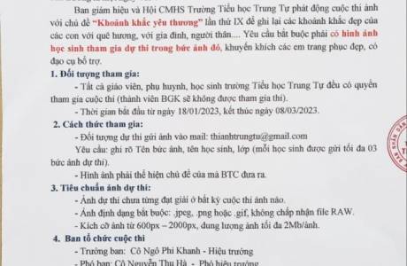 THỂ LỆ CUỘC THI ẢNH "KHOẢNH KHẮC YÊU THƯƠNG"  LẦN THỨ IX