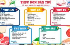 THỰC ĐƠN BÁN TRÚ TỪ NGÀY 16/12/2024 ĐẾN NGÀY 20/12/2024