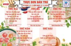 THỰC ĐƠN BÁN TRÚ TỪ NGÀY 23/12/2024 ĐẾN NGÀY 27/12/2024