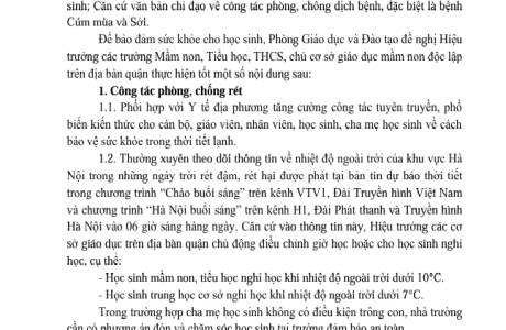 Triển khai công tác phòng, chống rét và dịch bênh Cúm mùa, sởi