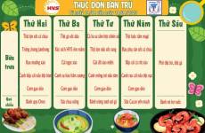 Thực đơn bán trú từ ngày 14/4 đến ngày 18/4/2025