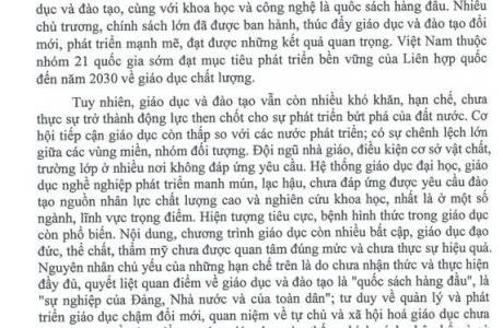 Nghị quyết của bộ chính trị về đột phá giáo dục và đào tạo