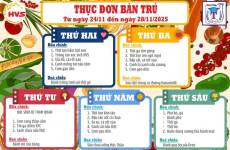 Thực đơn bán trú từ ngày 24/11 đến ngày 28/11/2025
