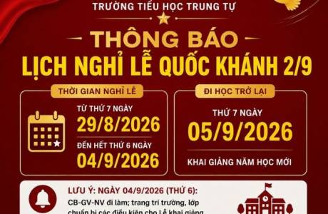 THÔNG BÁO LỊCH NGHỈ LỄ QUỐC KHÁNH 2/9 