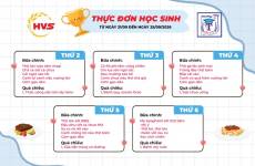 Thực đơn bán trú từ ngày 21/9 đến ngày 25/09/2026