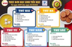 Thực đơn bán trú từ ngày 28/9 đến ngày 2/10/2026