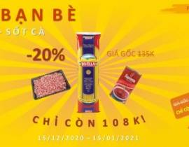 Giảm 20% Combo Bạn Bè “Mì Ý – Bò Băm – Sốt Cà” Kèm Cơ Hội Mua Xúc Xích Đức Giá 9k!