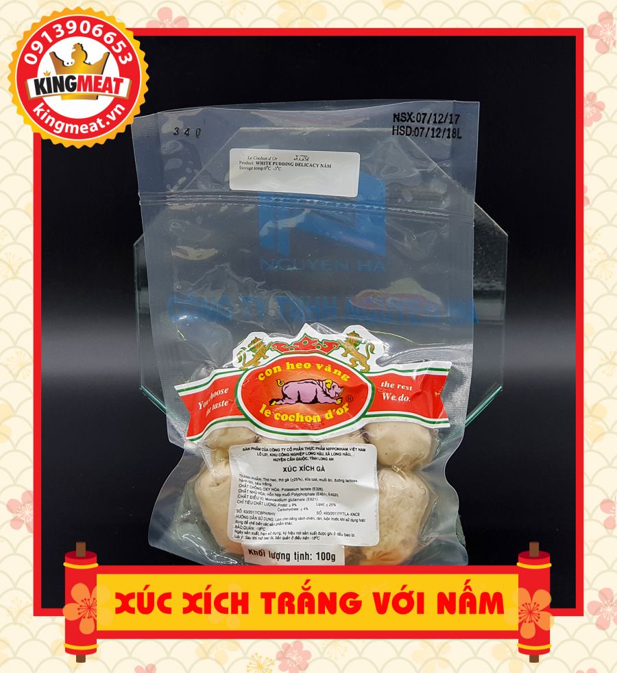 XÚC XÍCH TRẮNG VỚI NẤM - CON HEO VÀNG NIPPONHAM VIỆT NAM - GÓI 200G