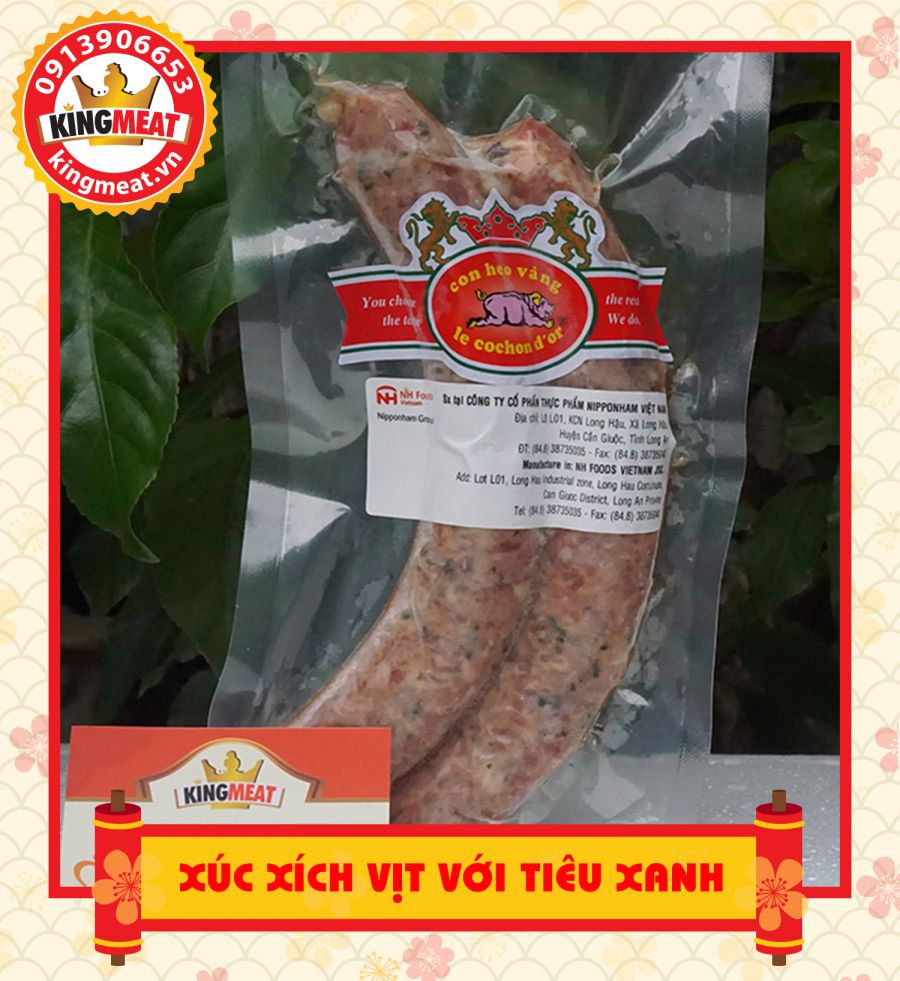 XÚC XÍCH VỊT VỚI TIÊU XANH 125GR -  SCHUBLING SAUSAGE -250GR/GÓI