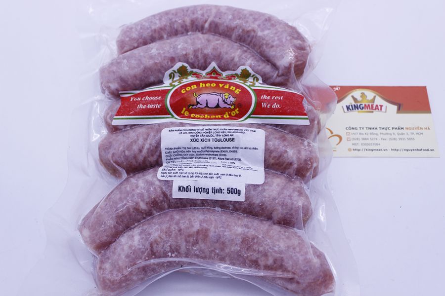 XÚC XÍCH TƯƠI PHÁP TOULOUSE 80Gr (GÓI 500GR -TỪ 4->5 CÂY/1 GÓI) - TOULOUSE FRESH SAUSAGE - GÓI 500GR