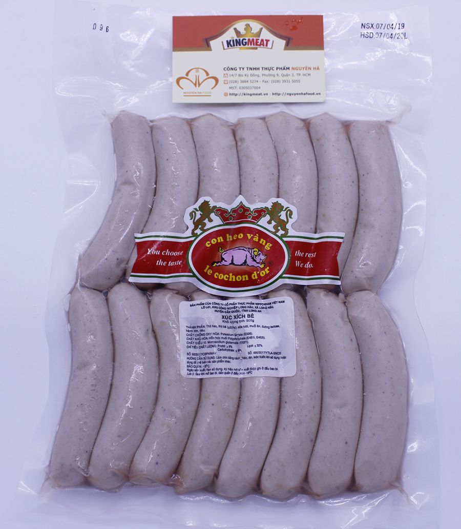 XÚC XÍCH CHIPO BÊ 30GRAM  (GÓI 500GR - TỪ  12->13 CÂY/1 GÓI)  - VEAL BREAKFAST SAUSAGE - GÓI 500GR