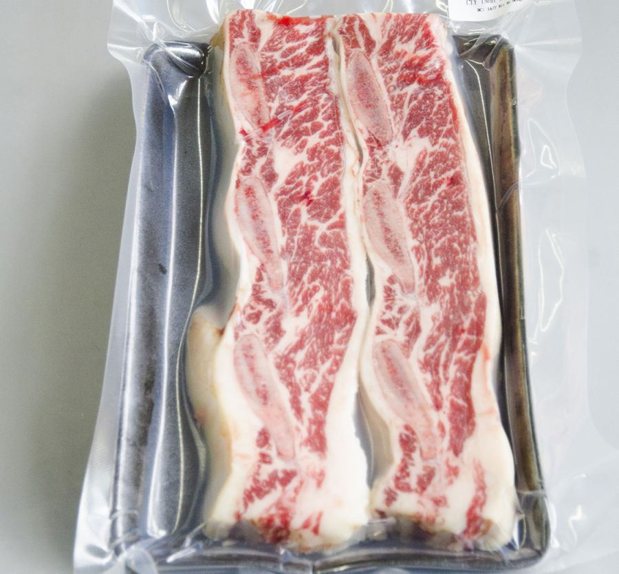 SƯỜN BÒ MỸ CÓ XƯƠNG ĐÔNG LẠNH CẮT LÁT KHAY 350GRAM - BONE IN SHORT RIB SLICE - FROZEN US BEEF