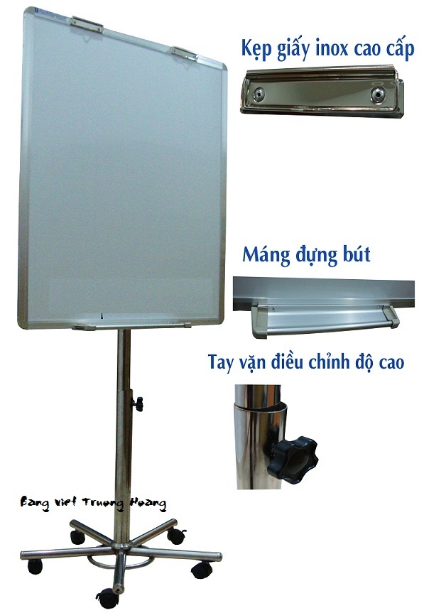 Bảng Flipchart Silicon chân di động cao cấp ( có bánh xe ),kt 660x1000mm