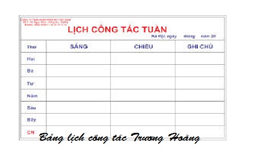 Bảng lịch công tác tuần kích thuớc 1200x1600mm