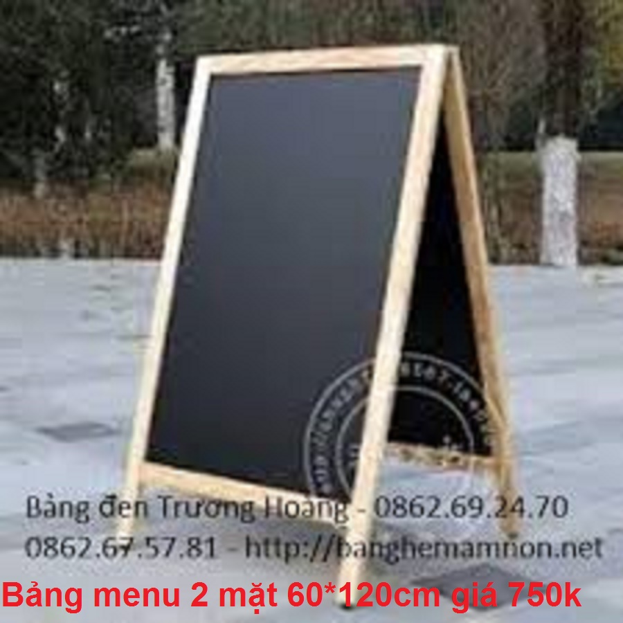 Bảng menu đứng 2 mặt khung gỗ kích thước 700 x 1000 mm