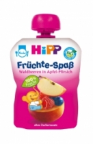 Trái cây nghiền HiPP Fruit Fun vị mâm xôi, táo, đào tây (90g)