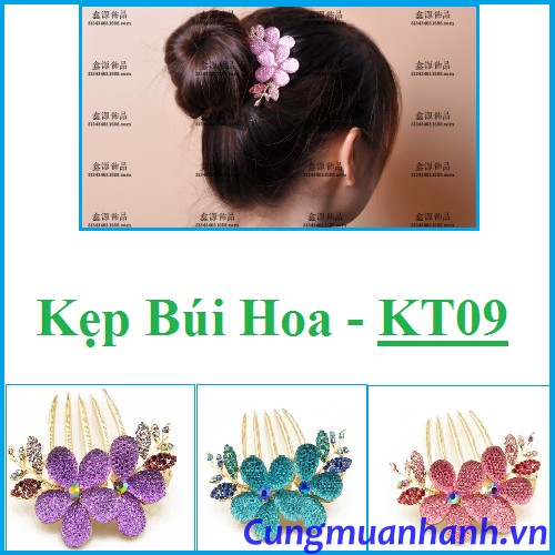 Kẹp tóc hoa đính hạt màu