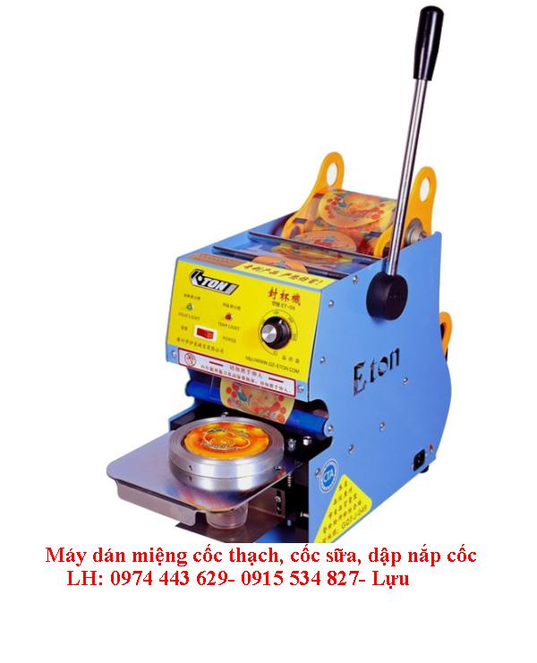Máy dán miệng cốc dập tay