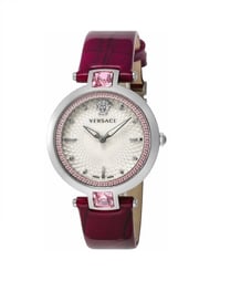 VERSACE OLYMPO CRYSTAL VIOLET CROCODILE WATCH VAN010016 Authentic