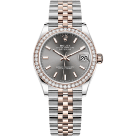 Rolex DateJust Oystersteel and Rose Gold Steel Olive Gray Diamond Bezel 278381-0018