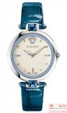 VERSACE OLYMPO CRYSTAL GLEAM SWISS QUARTZ STAINLESS STEEL AND LEATHER VAN020016