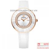 Swarovski Octea Silver Tone Dial Leather Strap 5182265 thiên nga trắng