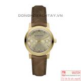 BURBERRY THE CITY LEATHER STRAP GOLD-TONE DIAL BU9153