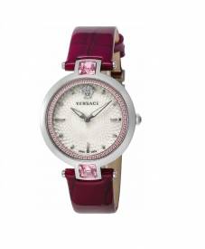 VERSACE OLYMPO CRYSTAL VIOLET CROCODILE WATCH VAN010016 Authentic