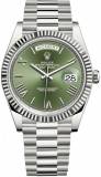 ROLEX Day-Date White Gold Olive Green Roman 228239-0033