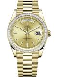 Rolex Day-Date Yellow Gold Champagne Index Dial & Diamond Bezel 228348RBR