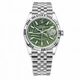 ROLEX STEEL DATEJUST 36 OLIVE GREEN PALM JUBILEE 126234-0047 USED