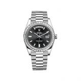 Rolex Day-Date Platinum Black index Dial & Diamond Bezel President Bracelet 228396TBR