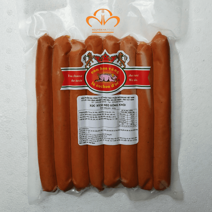 XÚC XÍCH HEO XÔNG KHÓI FRANKFURTER 63GR -63GR/CÂY- GÓI 500GR